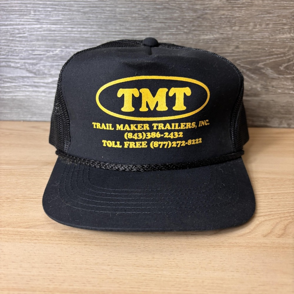 Vintage Trail Maker Trailers TMT Hat Cap Snap Back Mens Black Trucker
